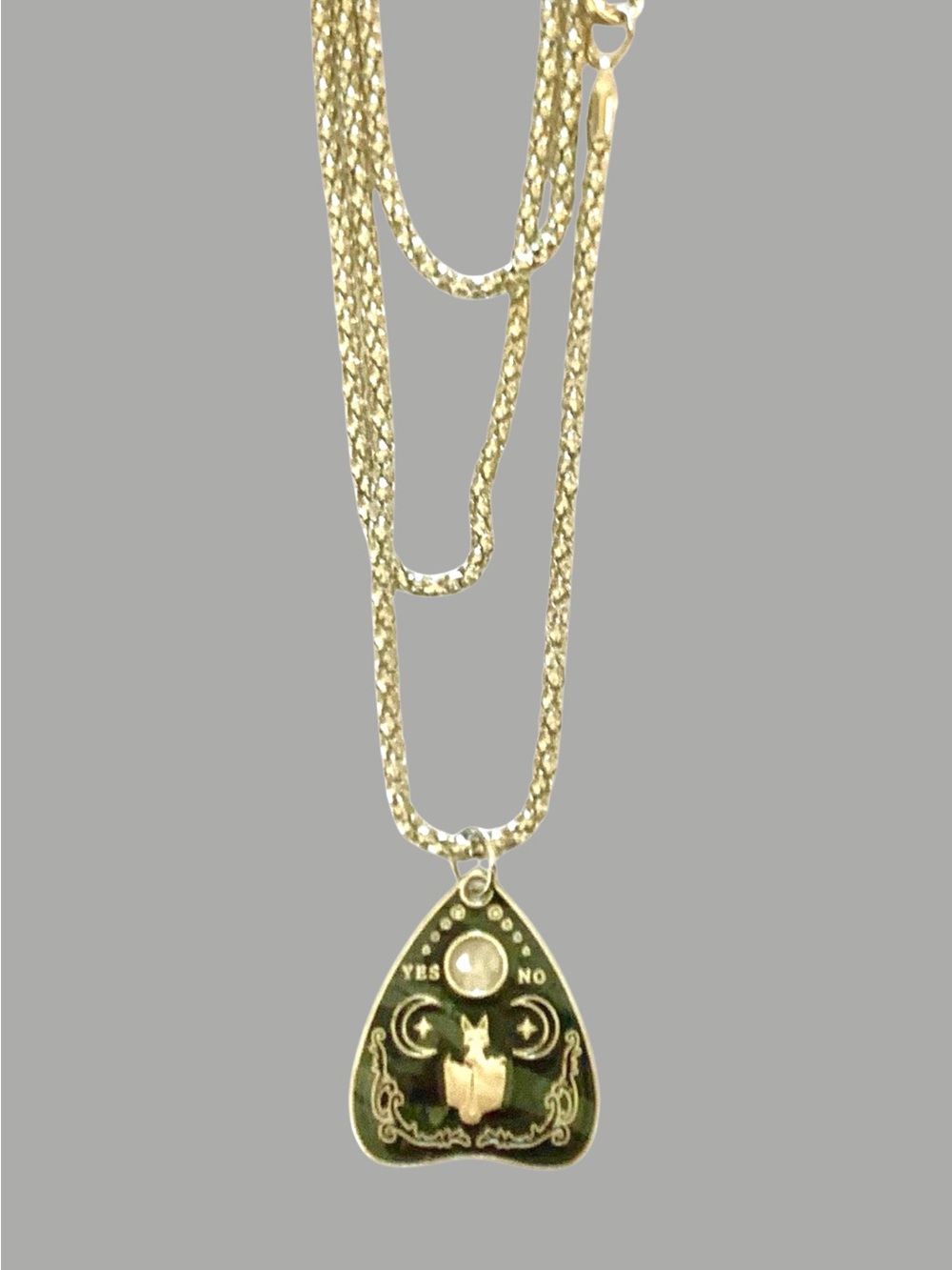Silver-Tone Ouija Planchette Pendant Necklace 27.5” Popcorn chain Handmade - Picture 2 of 2